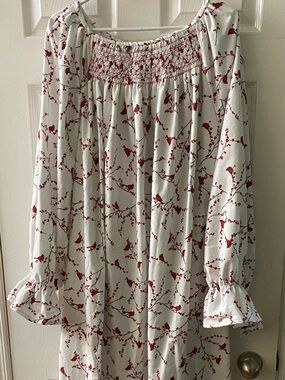 Smocked Flannel Nightgown -  Small Cardinals